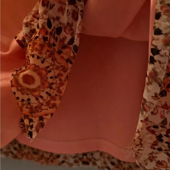 Roz & Ali‎ Sleeveless Lined and Layered Dressy Shirt Orange Floral Women's Sz L - Picture 6 of 6